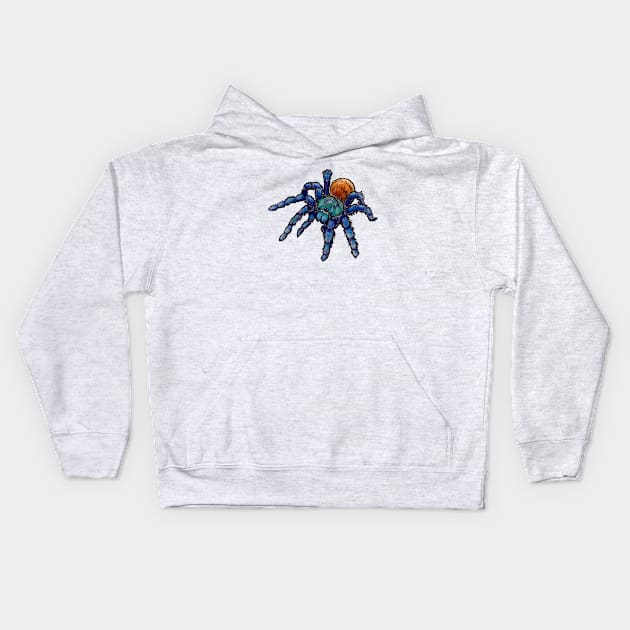 Greenbottle Blue Tarantula with Black Outline Kids Hoodie by RJKpoyp